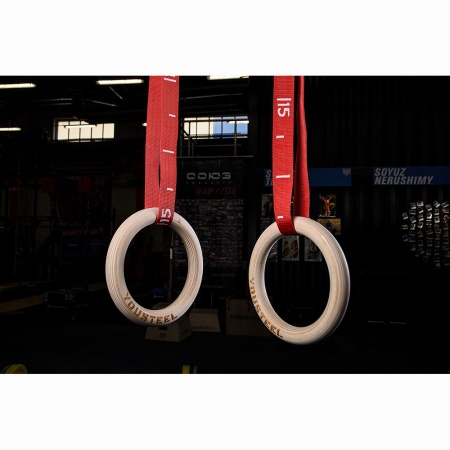 Купить Кольца гимнастические 32 мм красные стропы в Сольцах 